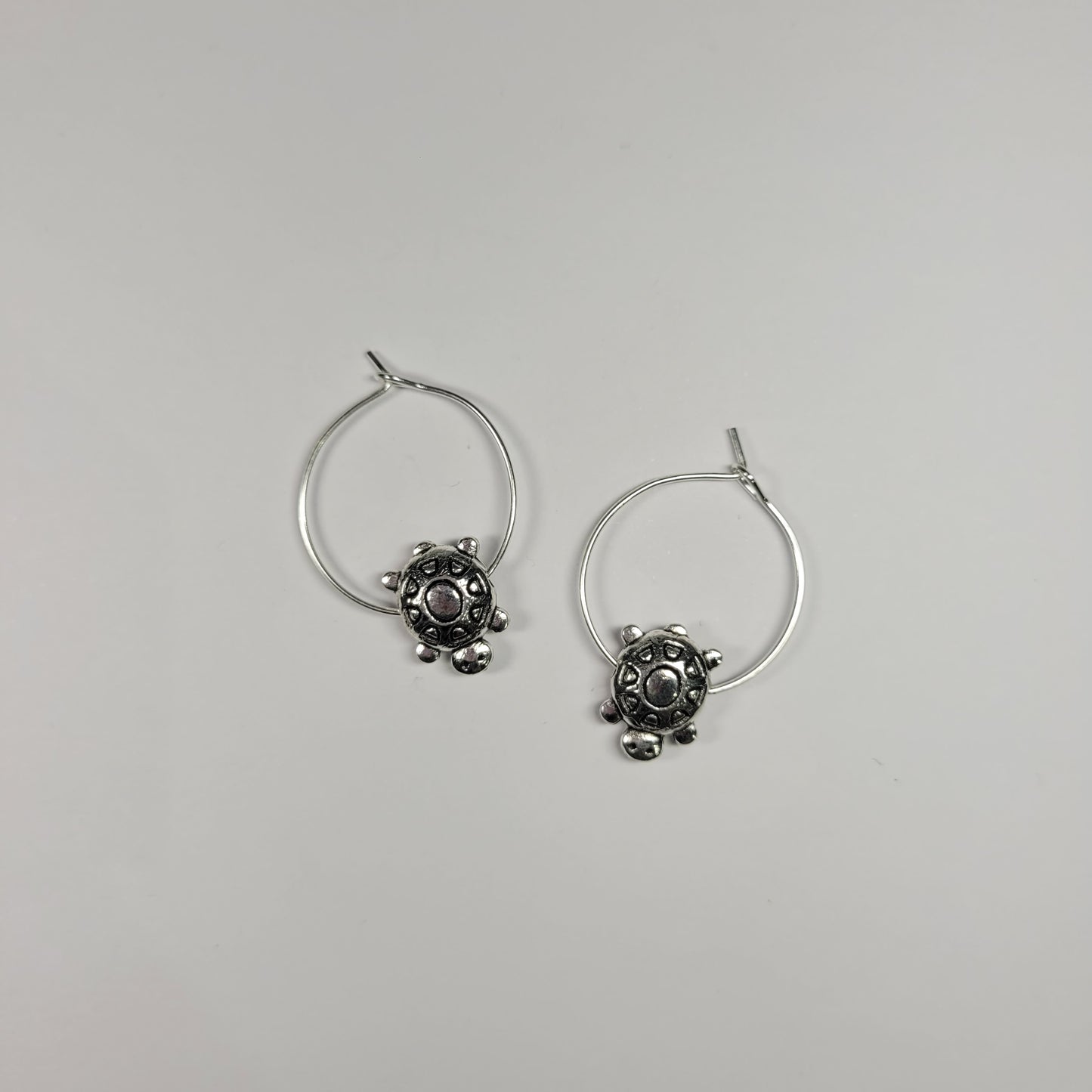 Silver Turtle Hoops