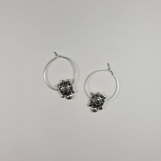 Silver Turtle Hoops