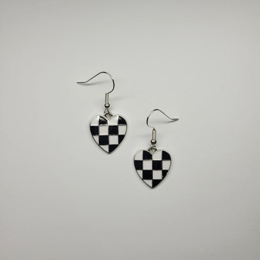 Checkered Heart Earrings