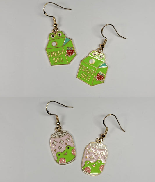 Frog Enamel Earrings